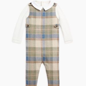 Ralph Lauren Baby Boy Plaid Overall and Bodysuit Set